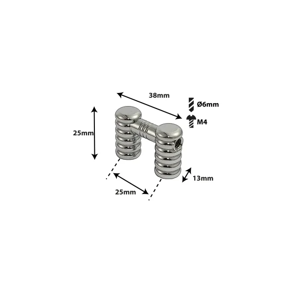 SPAREDRUM Coquille Tube Lug Grosse Caisse 25mm