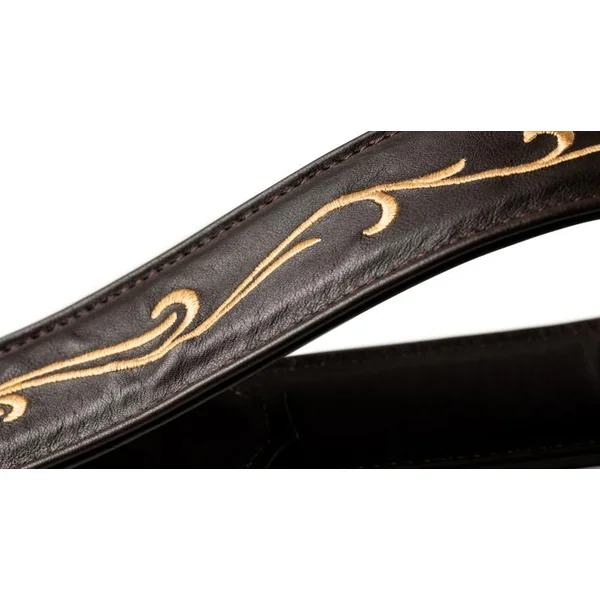 Spring Vine Leather Guitar Strap #4124-25 - Chocolate Brown