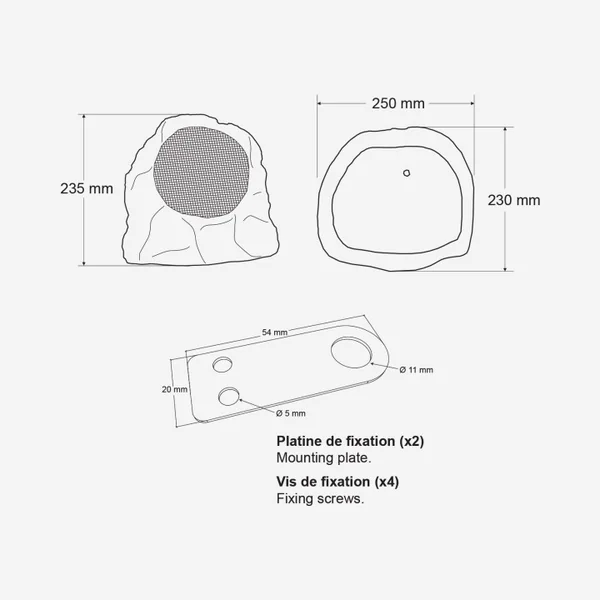 STONE30 Haut-parleur de jardin roche 30-15 W 100 V