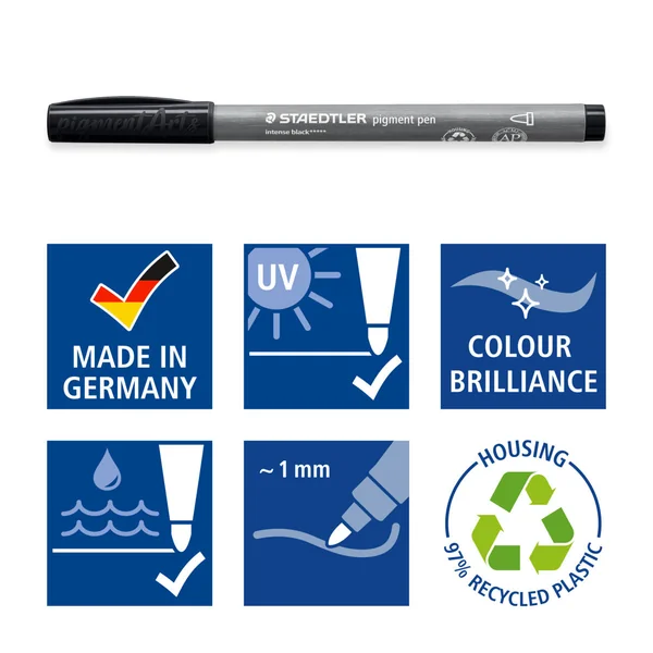 Stylo pigmentaire 376 noir intense à pointe ronde 1 mm