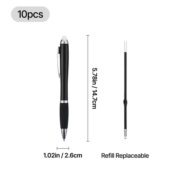 Stylos à bille noirs avec lumières LED multicolores (10 pièces)