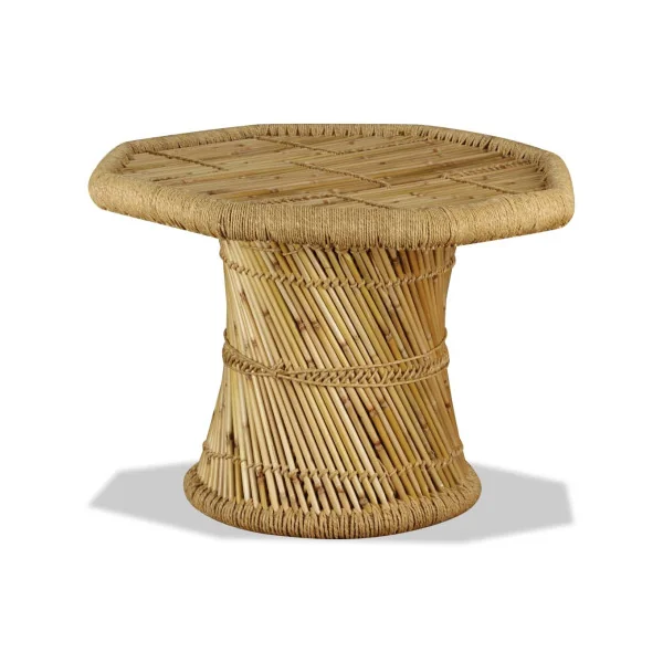 Table Basse Bambou et Jute Octogonale Table de Salon Moderne