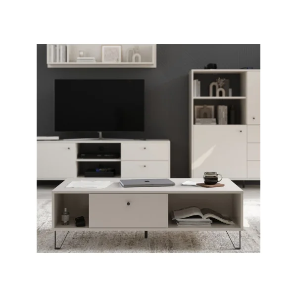 Table Basse Blanc Beige Table Salon Pieds Design Table Basse Rectangulaire Moderne