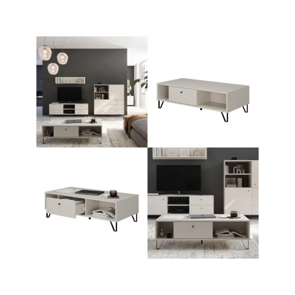 Table Basse Blanc Beige Table Salon Pieds Design Table Basse Rectangulaire Moderne