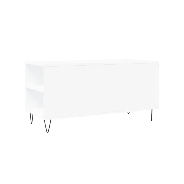 Table Basse Blanche 2 tiroirs Table avec 4 Compartiments Table Salon Rectangulaire