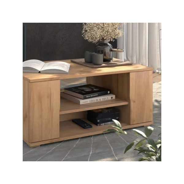 Table Basse Blanche et Anthracite Spacieuse avec Tiroir Rangement Table Basse Rectangulaire Salon