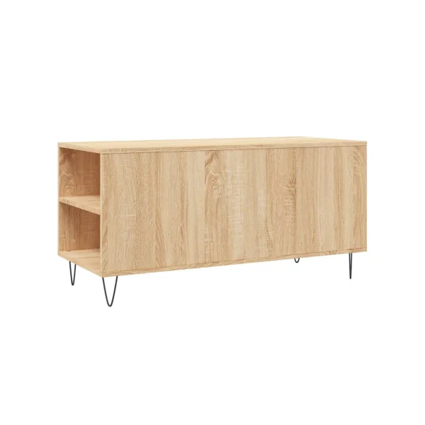 Table Basse Chêne 2 tiroirs Table avec 4 Compartiments Table Salon Rectangulaire