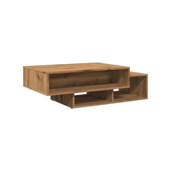 Table Basse Chêne Artisan avec Compartiment Rangement Table Salon Moderne