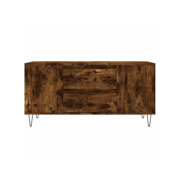 Table Basse Chêne Fumé 2 tiroirs Table avec 4 Compartiments Table Salon Rectangulaire