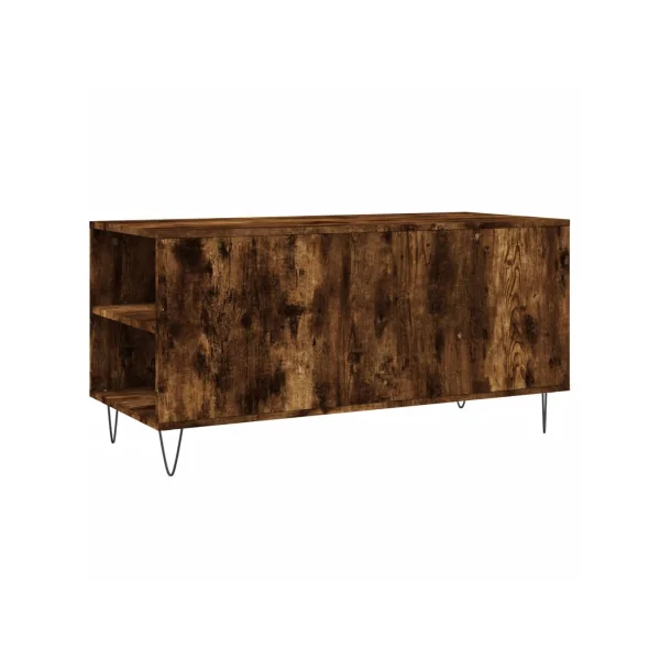 Table Basse Chêne Fumé 2 tiroirs Table avec 4 Compartiments Table Salon Rectangulaire