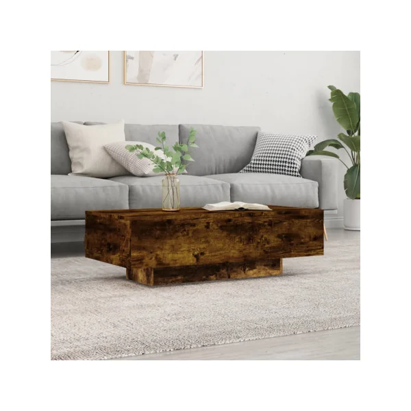 Table Basse Chêne Fumé Rectangulaire Table de Salon Basse