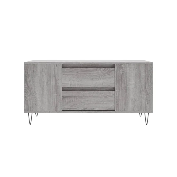 Table Basse Chêne Gris 2 tiroirs Table avec 4 Compartiments Table Salon Rectangulaire