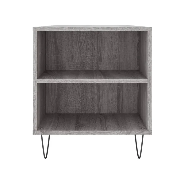 Table Basse Chêne Gris 2 tiroirs Table avec 4 Compartiments Table Salon Rectangulaire