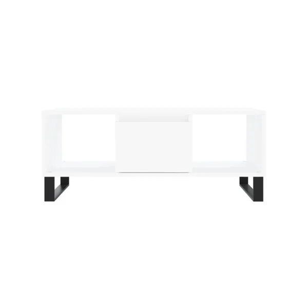 Table Basse de Salon Blanc avec 1 Tiroir 2 Compartiments pour le Rangement