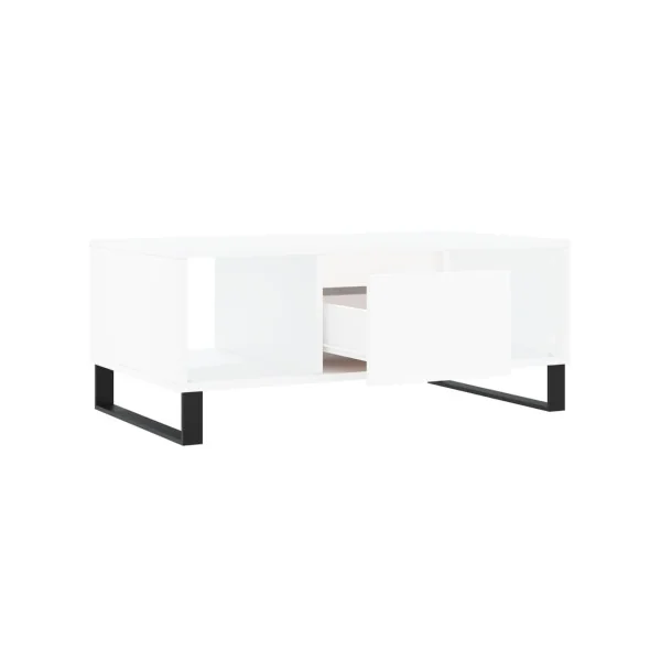 Table Basse de Salon Blanc avec 1 Tiroir 2 Compartiments pour le Rangement