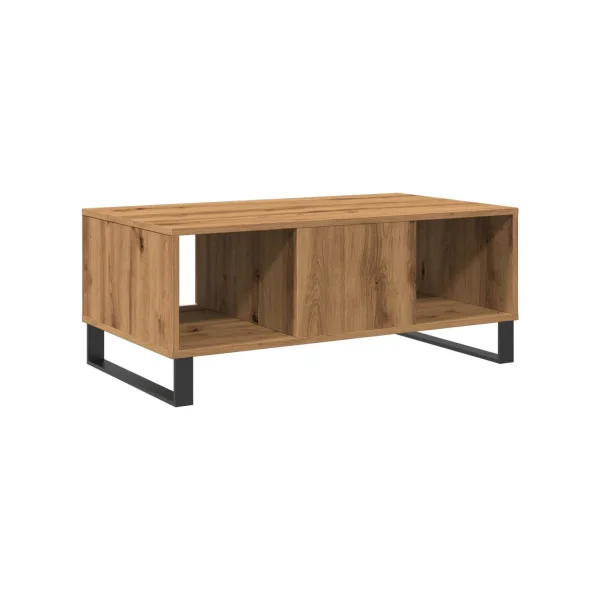 Table Basse de Salon Chêne Artisan avec 1 Tiroir 2 Compartiments pour le Rangement