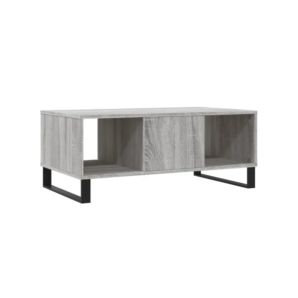 Table Basse de Salon Chêne Gris avec 1 Tiroir 2 Compartiments pour le Rangement