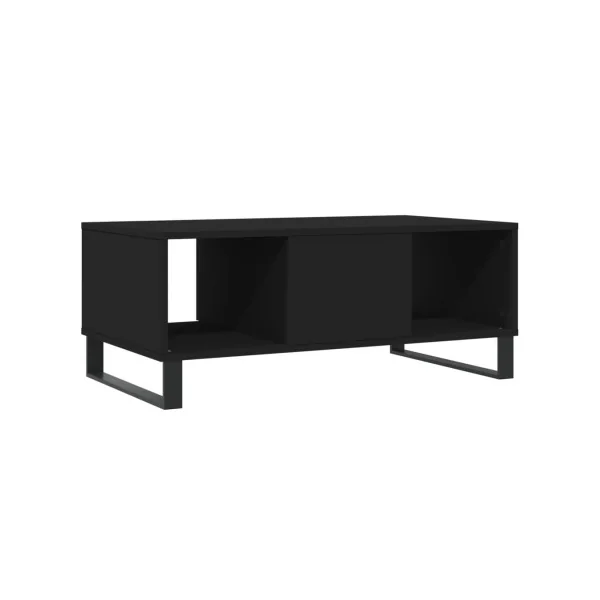 Table Basse de Salon Noir avec 1 Tiroir 2 Compartiments pour le Rangement