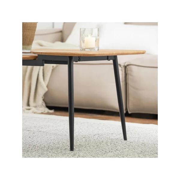 Table Basse Epurée 2 Plateaux Bois Structure en Métal Table Salon