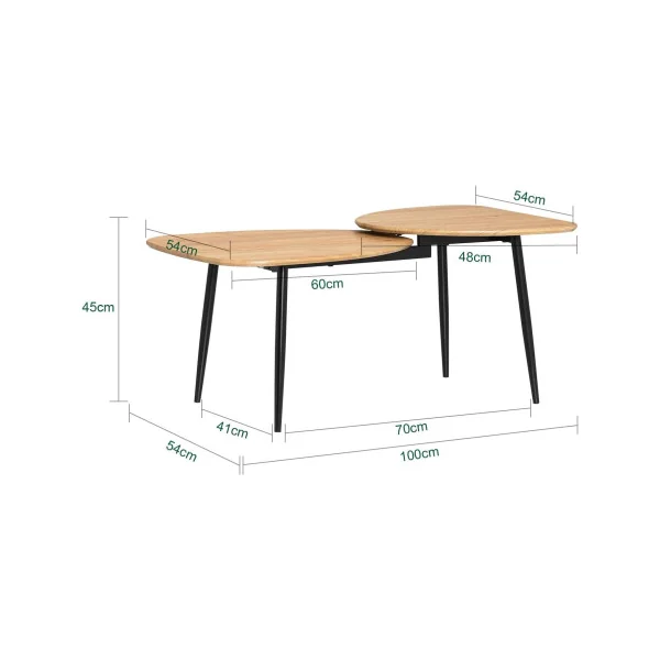 Table Basse Epurée 2 Plateaux Bois Structure en Métal Table Salon