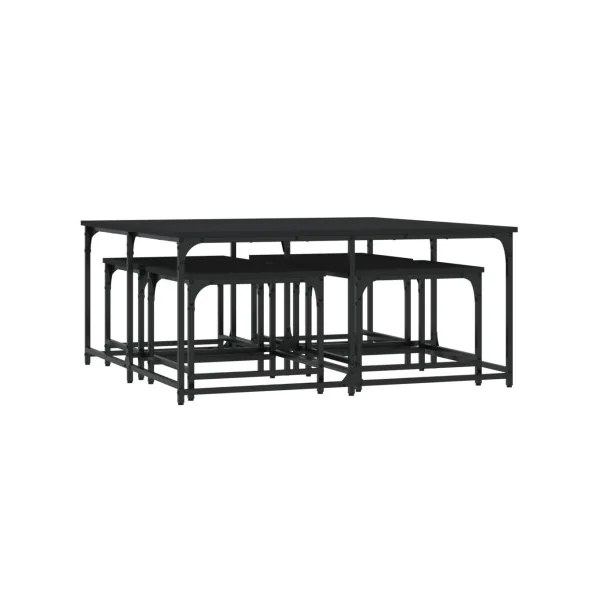 Table Basse Gigogne Industrielle Lot de 5 Tables Basse Industrielle Métal et Noir