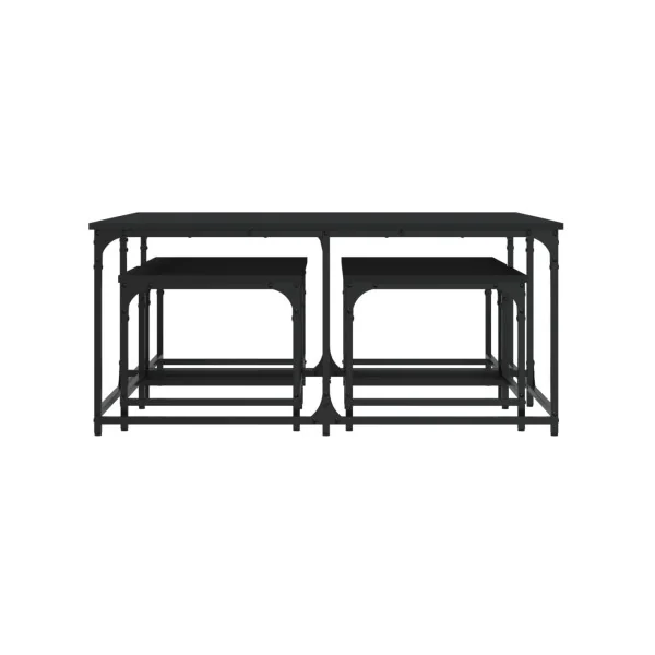 Table Basse Gigogne Industrielle Lot de 5 Tables Basse Industrielle Métal et Noir