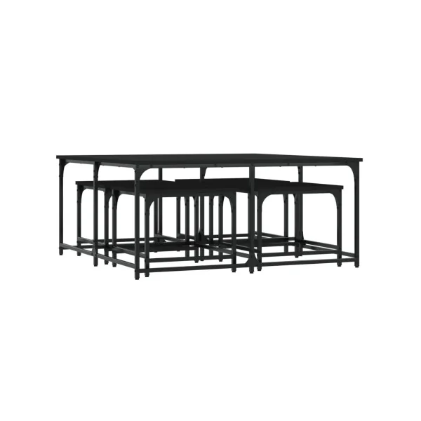 Table Basse Gigogne Industrielle Lot de 5 Tables Basse Industrielle Métal et Noir