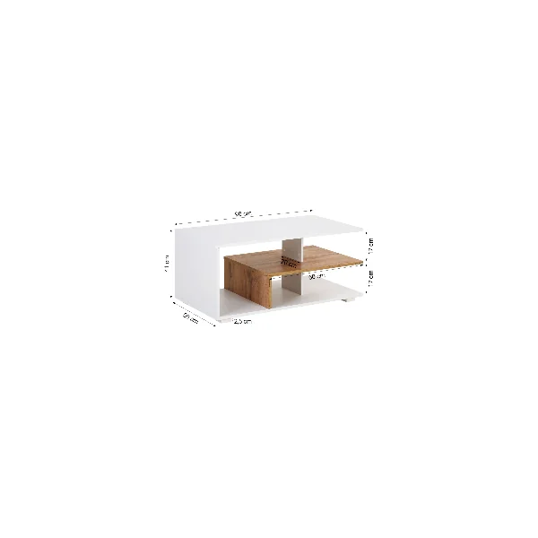 Table Basse Moderne Blanche et Chêne Table Basse Design Table Salon Table Basse Rectangulaire