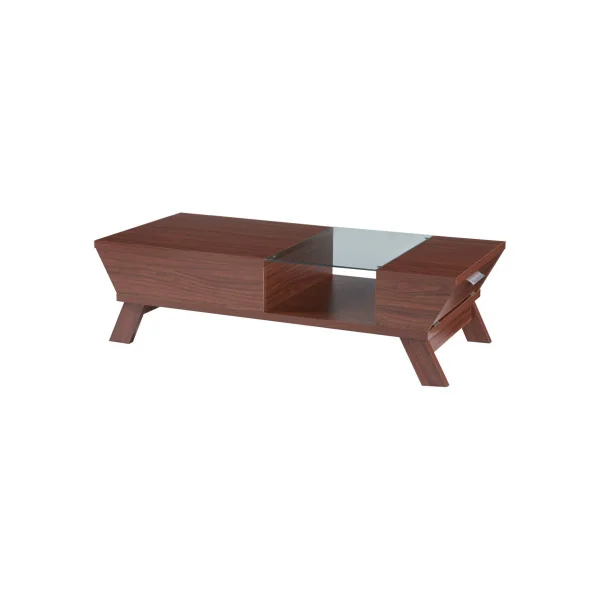Table Basse Noyer Table Salon Plateau Verre Table Basse Rectangulaire