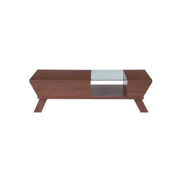 Table Basse Noyer Table Salon Plateau Verre Table Basse Rectangulaire