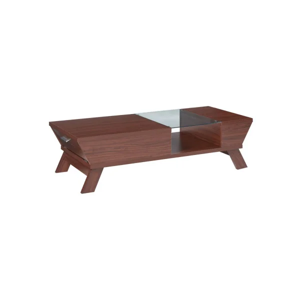 Table Basse Noyer Table Salon Plateau Verre Table Basse Rectangulaire