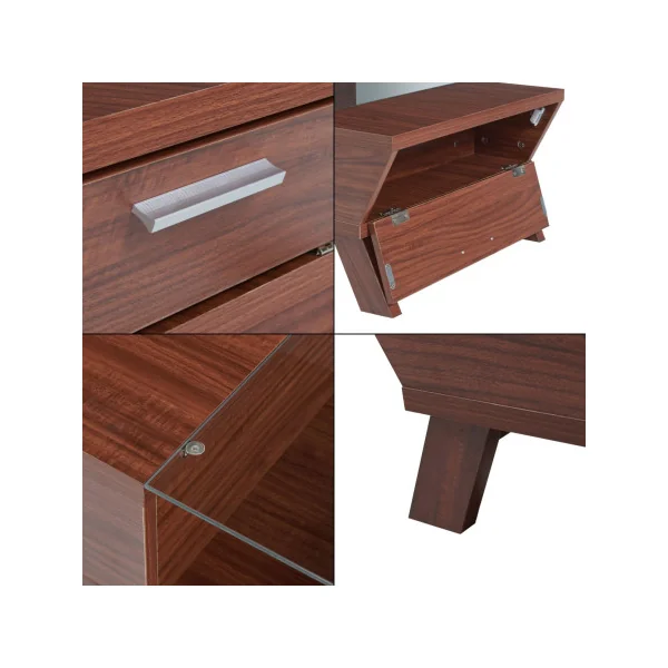 Table Basse Noyer Table Salon Plateau Verre Table Basse Rectangulaire