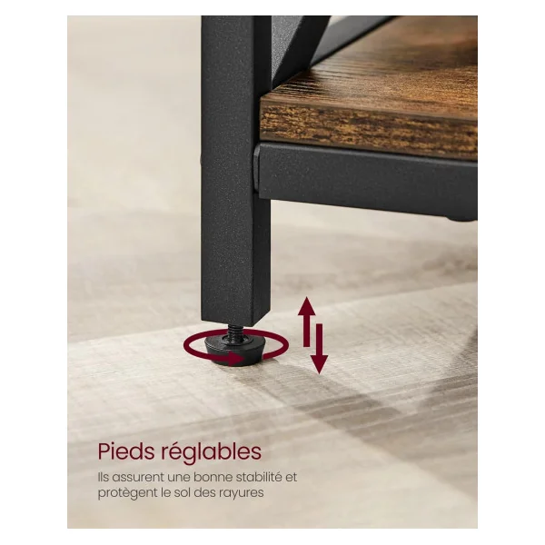 Table Basse Plateau Relevable 100 cm Brun Rustique Table Basse Rectangulaire avec Rangement Caché