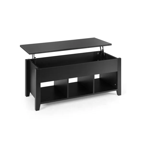 Table Basse Plateau Relevable 105 cm Noir Table Basse Rectangulaire avec Rangement Caché