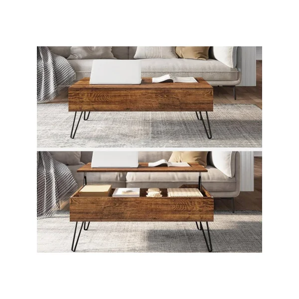 Table Basse Plateau Relevable Bois Vintage Table Basse Rectangulaire avec Rangement