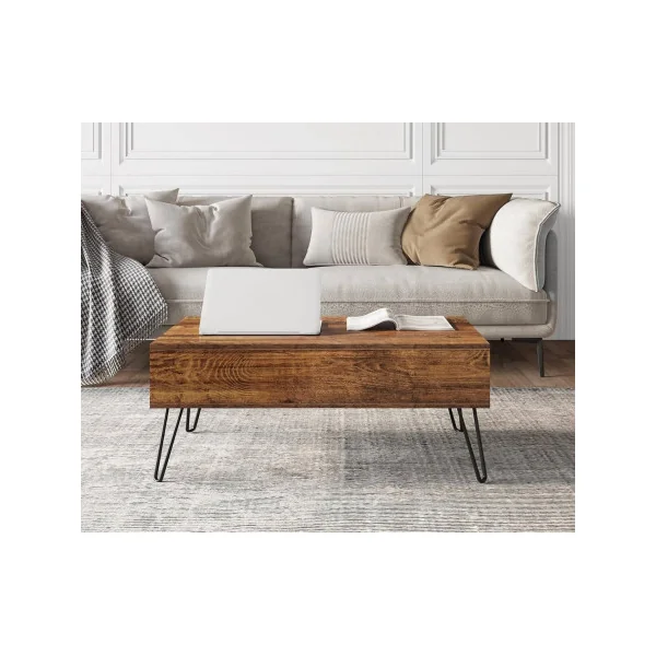 Table Basse Plateau Relevable Bois Vintage Table Basse Rectangulaire avec Rangement