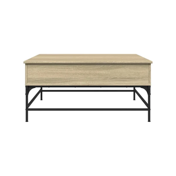 Table Basse Plateau Relevable Chêne et Métal Table Basse Carrée avec Rangement Caché