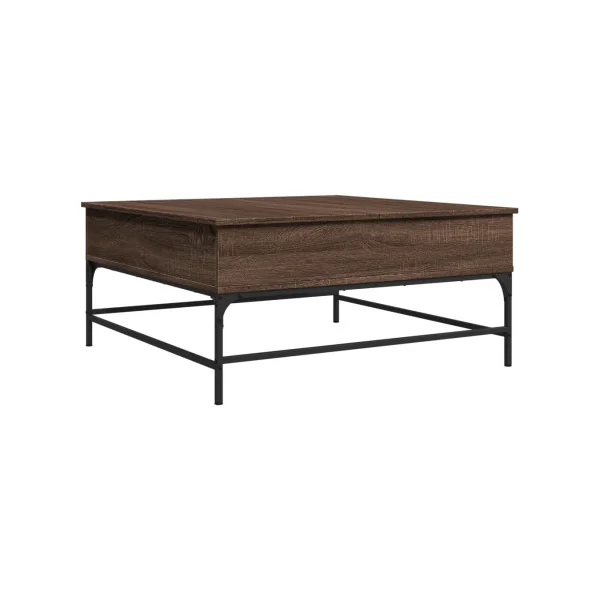 Table Basse Plateau Relevable Chêne Marron et Métal Table Basse Carrée avec Rangement Caché