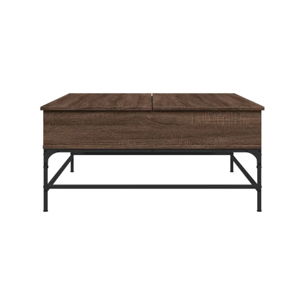 Table Basse Plateau Relevable Chêne Marron et Métal Table Basse Carrée avec Rangement Caché