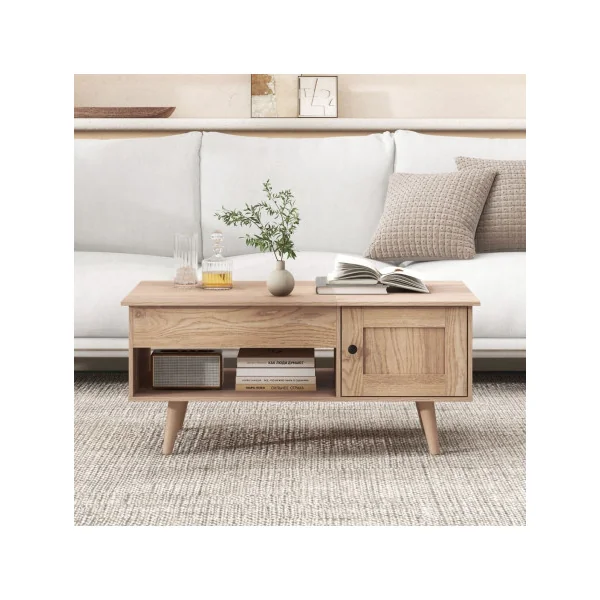 Table Basse Plateau Relevable Chêne Table Basse Rectangulaire Compartiment Caché