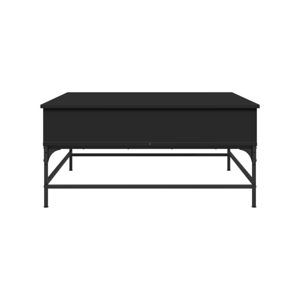 Table Basse Plateau Relevable Noir et Métal Table Basse Carrée avec Rangement Caché