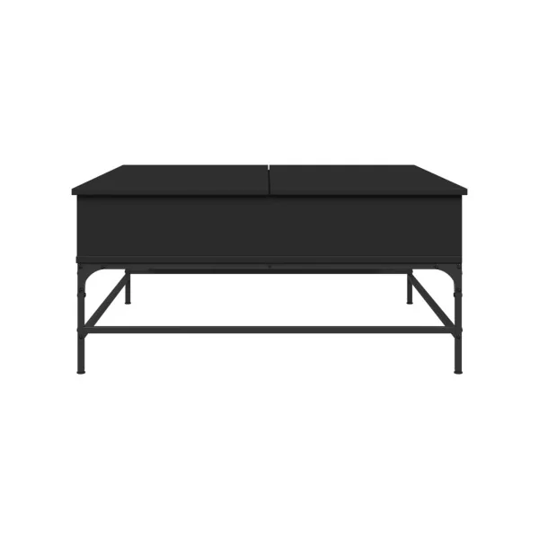 Table Basse Plateau Relevable Noir et Métal Table Basse Carrée avec Rangement Caché