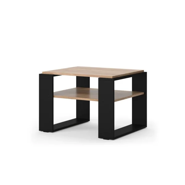 Table Basse Rectangle Pieds Métal Table de Salon Table Basse Chêne Moderne