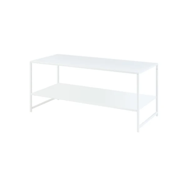 Table Basse Rectangulaire Acier Blanc Table Salon 2 Plateaux Moderne