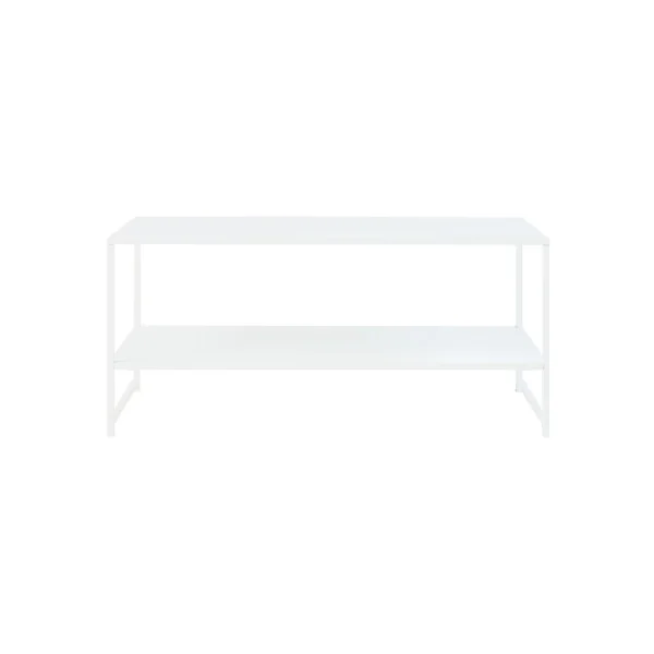 Table Basse Rectangulaire Acier Blanc Table Salon 2 Plateaux Moderne