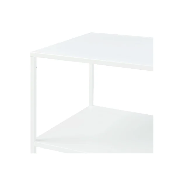 Table Basse Rectangulaire Acier Blanc Table Salon 2 Plateaux Moderne