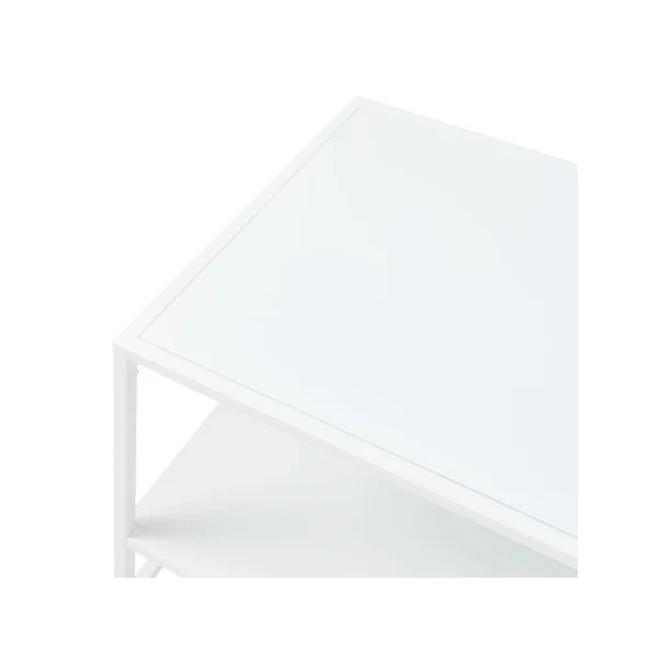 Table Basse Rectangulaire Acier Blanc Table Salon 2 Plateaux Moderne