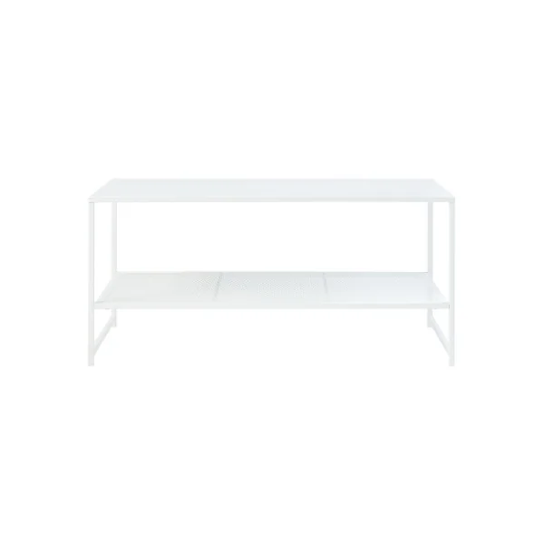 Table Basse Rectangulaire Acier Blanc Table Salon Plateau Grille Moderne