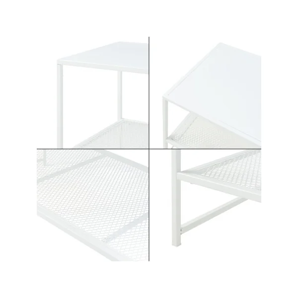 Table Basse Rectangulaire Acier Blanc Table Salon Plateau Grille Moderne