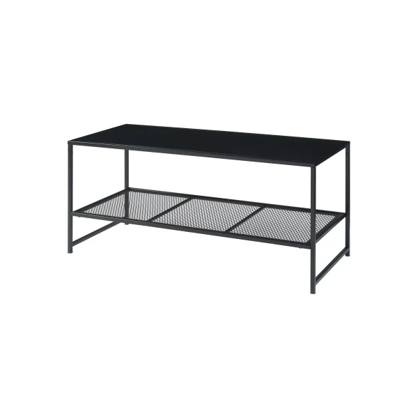 Table Basse Rectangulaire Acier Noir Table Salon Plateau Grille Moderne